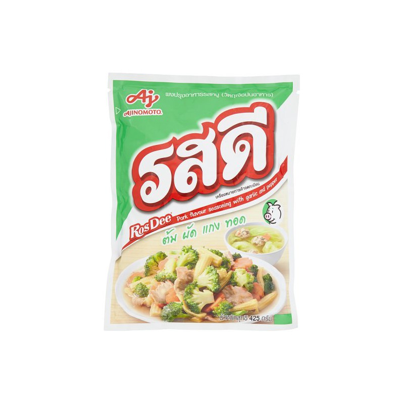 Ajinomoto Rosdee (Ros Dee) 425g รสดีหมู Thai Pork Flavour Seasoning with garlic and pepper Ajinomoto Rosdee (Ros Dee) 425g รสดีหมู Thai Pork Flavour Seasoning with garlic and pepper