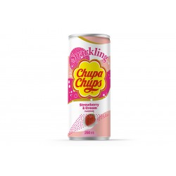 Chupa Chups 250ml Strawberry & Cream Flavour Sparkling Soft Drink