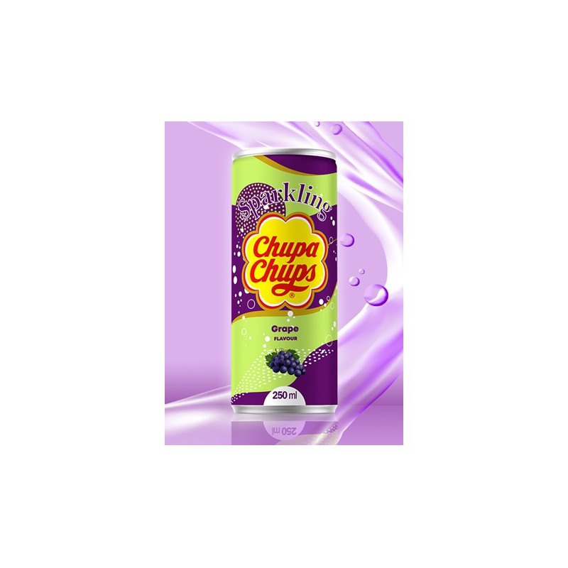 Chupa Chups Drinks 250ml X 24 Cans - Grape Flavour Sparkling Soft Drink