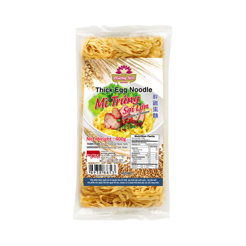 Huong Sen 400g Thick Egg Noodle (Mì Trứng Sợi Lớn)