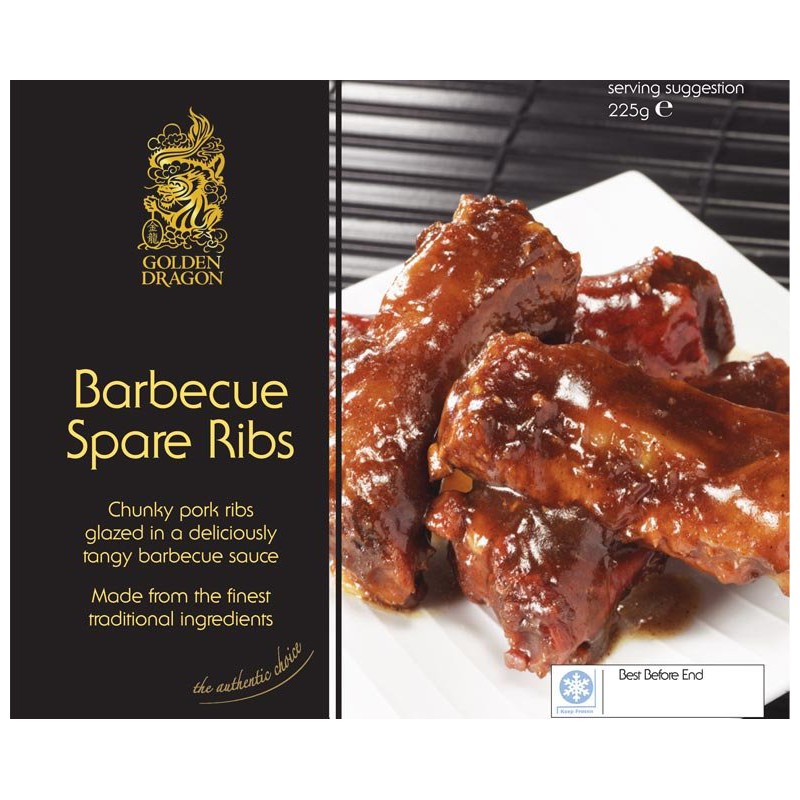 Golden Dragon Barbecue Spare Ribs 225g Frozen Chinese BBQ Ribs