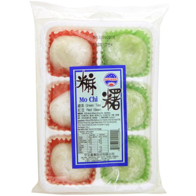 SUNWAVE MOCHI MO CHI 230G 6PCS, GREEN TEA RED BEAN MOCHI