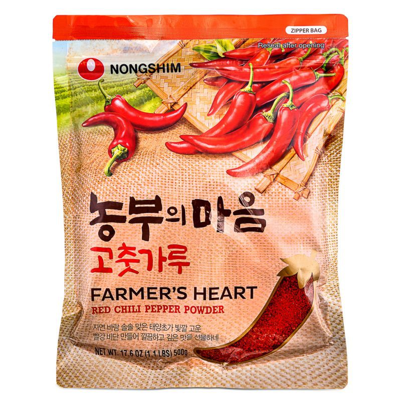 Nongshim Sun-Dried Gochugaru Farmer's Heart 500g Red Chili Pepper Powder Coarse Nongshim Sun-Dried Gochugaru Farmer's Heart 500g Red Chili Pepper Powder Coarse