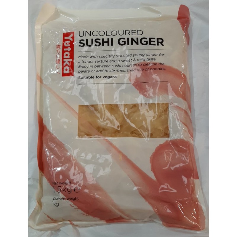 Yutaka 1.5kg Sliced Pickled Premium Young Ginger With Sweeteners - Uncoloured Sushi Ginger Yutaka 1.5kg Sliced Pickled Premium Young Ginger With Sweeteners - Uncoloured Sushi Ginger