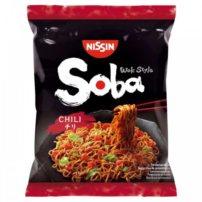 New Wok Style Packet - Nissin Soba Noodles 9x111g Chilli Flavour Instant Noodles