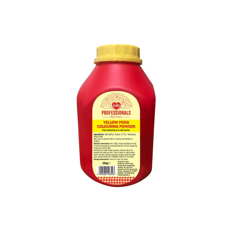 Laila Deep Yellow Food Colouring Powder 500g Food Colouring on a salt carrier Laila Deep Yellow Food Colouring Powder 500g Food Colouring on a salt carrier