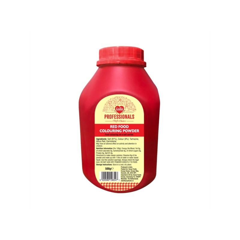 Laila Red Food Colouring Powder 500g Food Colouring on a salt carrier Laila Red Food Colouring Powder 500g Food Colouring on a salt carrier