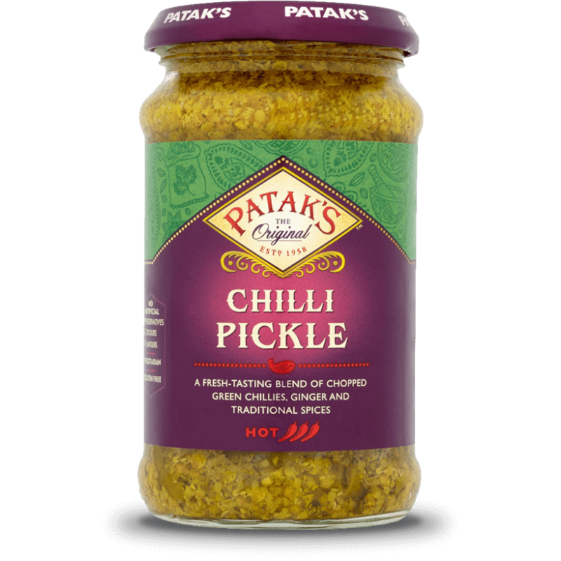 Patak's 283g Chilli Pickle - Hot & Tangy (Gluten Free & Vegan Friendly)