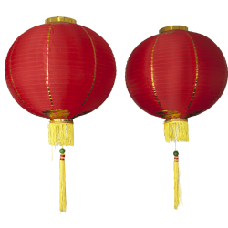 Han Tang Red Round Pair Of Hanging Decorative Lanterns (35cm)