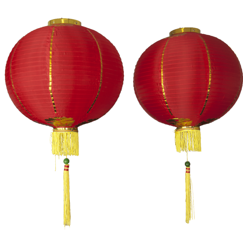 Han Tang Red Round Pair Of Hanging Decorative Lanterns (35cm) Han Tang Red Round Pair Of Hanging Decorative Lanterns (35cm)