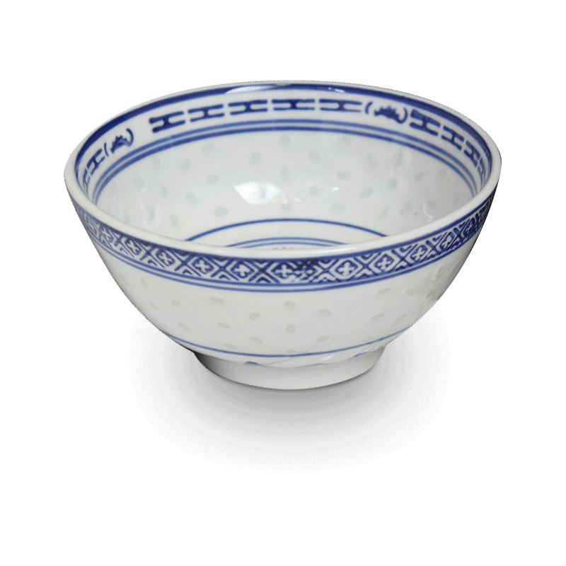 Zing Asia 4.5" Rice Grain & Blue Dragon Design Bowl