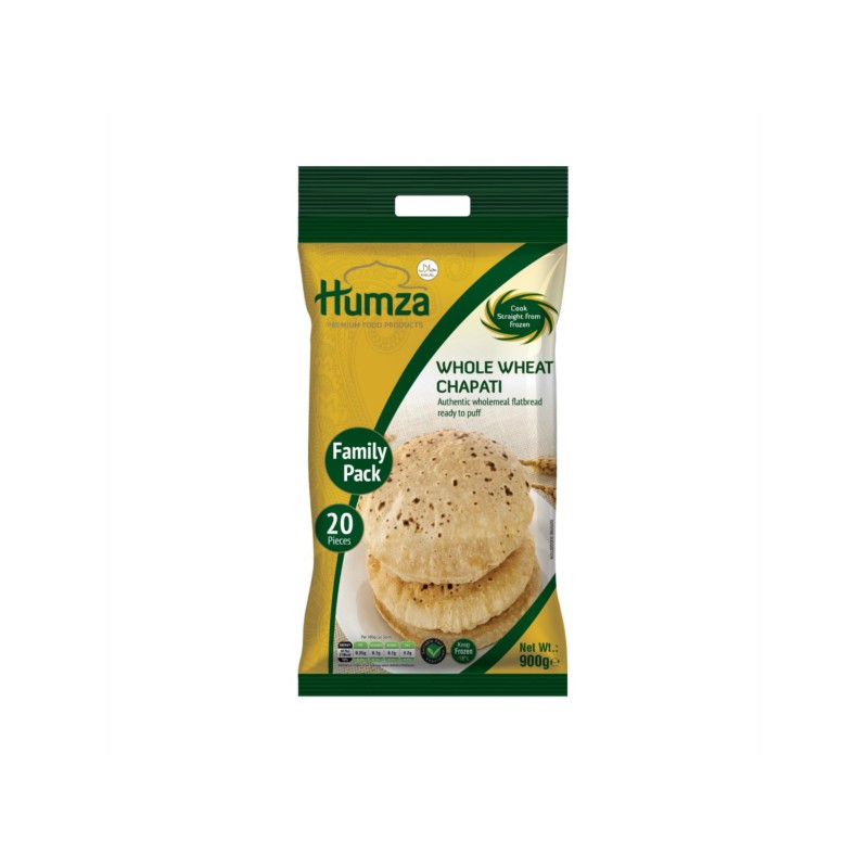 Humza 900g Frozen Whole Wheat Chapati - Family Pack (20Pcs)
