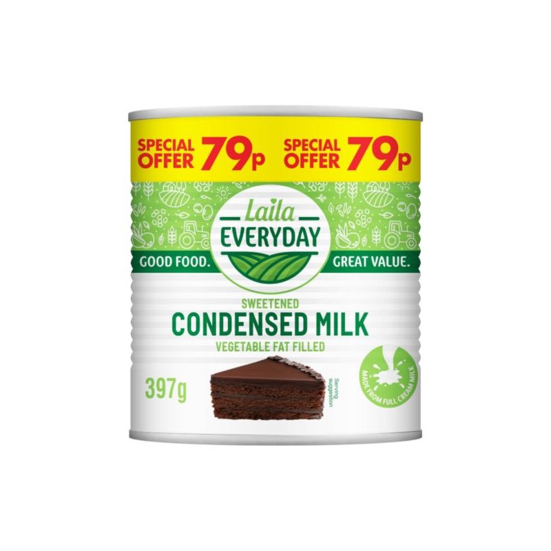 Laila Everyday 397g Sweetened Condensed Milk - Vegetable Fat Filled - Special Offer 79p