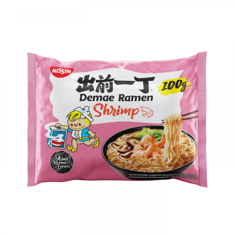 Full Case: 30 x Nissin 100g Demae Ramen Instant Noodles - Shrimp Flavour