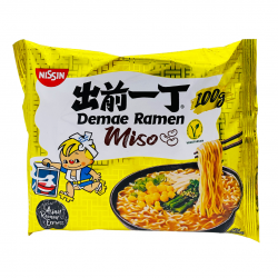 Full Case: 30 x Nissin 100g Demae Ramen Instant Noodles - Miso Flavour (Vegetarian)