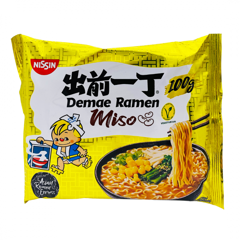 Nissin Box Miso Demae Ramen Instant Noodles 30 x100g Miso Flavour (Vegetarian)