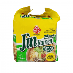 Ottogi 440g (110g x 4 Packs) - Multipack - Jin Ramen - Veggie Noodle Soup (Vegan)