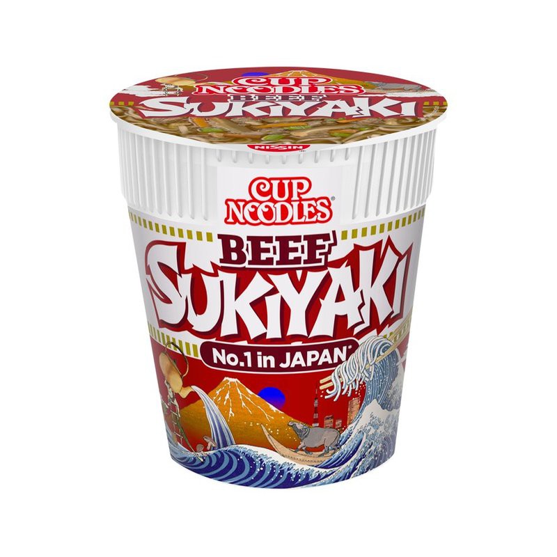 Full Case: 8 x Nissin 73g Instant Cup Noodles - Beef Sukiyaki Flavour