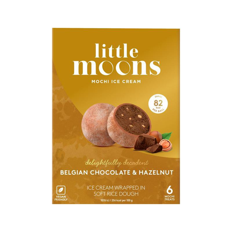 Little Moons 192g Frozen Mochi Ice Cream - Belgian Chocolate & Hazelnut (6 Mochi Treats)