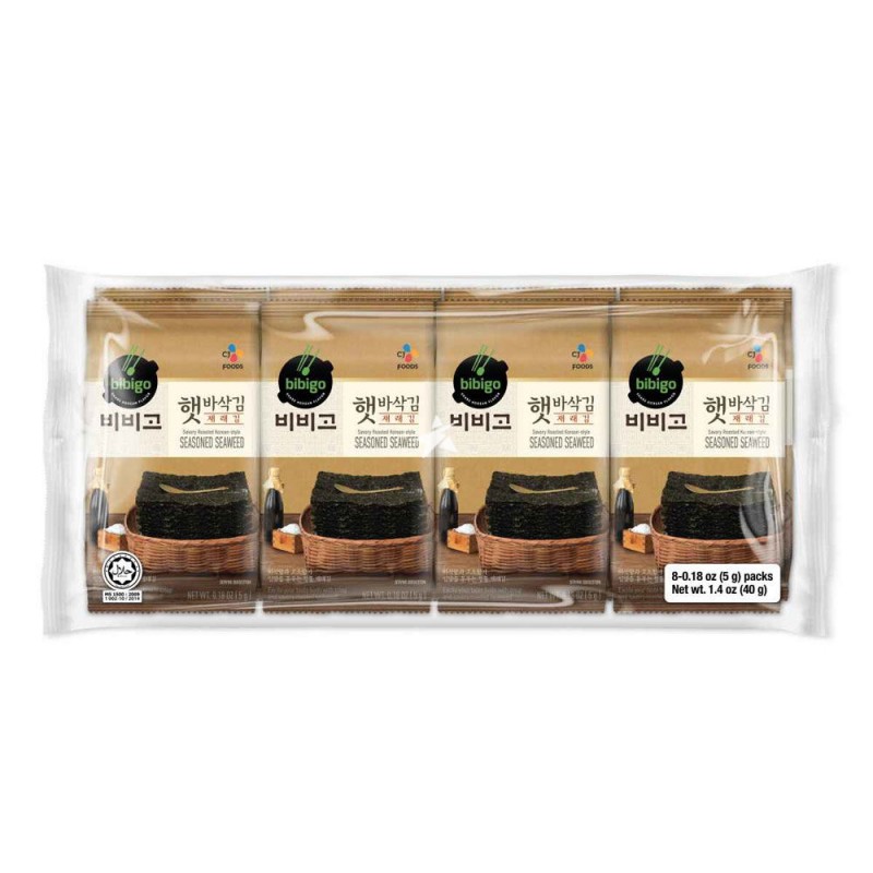 CJ Bibigo Savoury Roasted Korean Style 5gx8 Seasoned Seaweed CJ Bibigo Savoury Roasted Korean Style 5gx8 Seasoned Seaweed