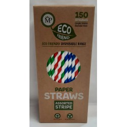 Eco Friend Disposable Range Paper Straws Assorted Stripe
