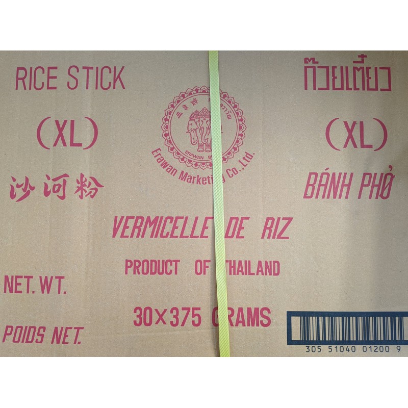 Erawan Rice Sticks 10mm 30x375g Bánh Phở ผัดซีอิ๊ว ก๋วยเตี๋ยว Pad See Ew Pad Thai Flat Rice Noodles