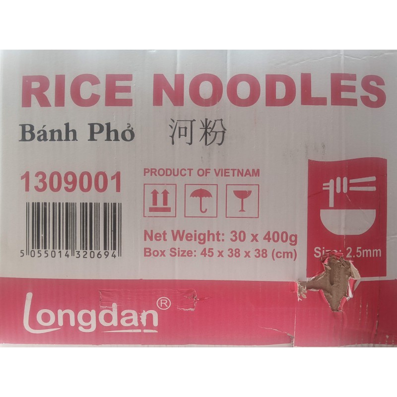 Longdan Rice Noodles 2.5mm 30x400g Bánh Phở 2.5mm Rice Noodles