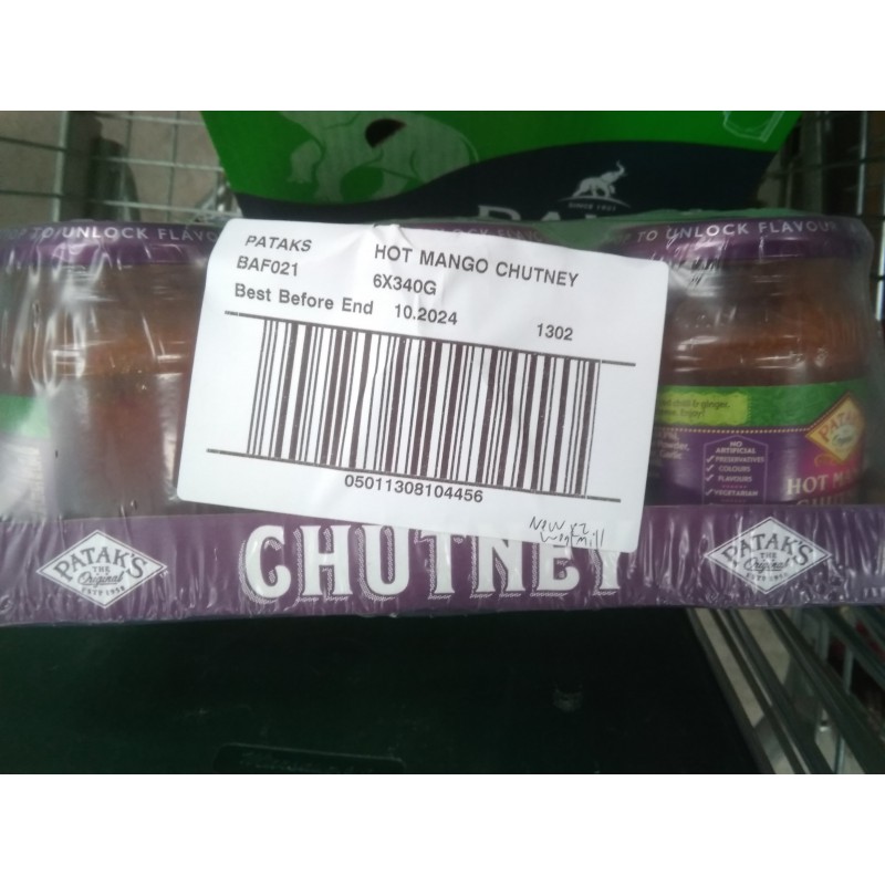Patak's Hot Mango Chutney Full Case of 6x340g Indian Style Hot Mango Chutney Patak's Hot Mango Chutney Full Case of 6x340g Indian Style Hot Mango Chutney