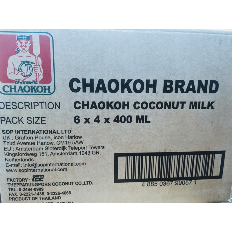 Chaokoh Thai Coconut Milk 4x6x400ml Thai Coconut Milk Chaokoh Thai Coconut Milk 4x6x400ml Thai Coconut Milk
