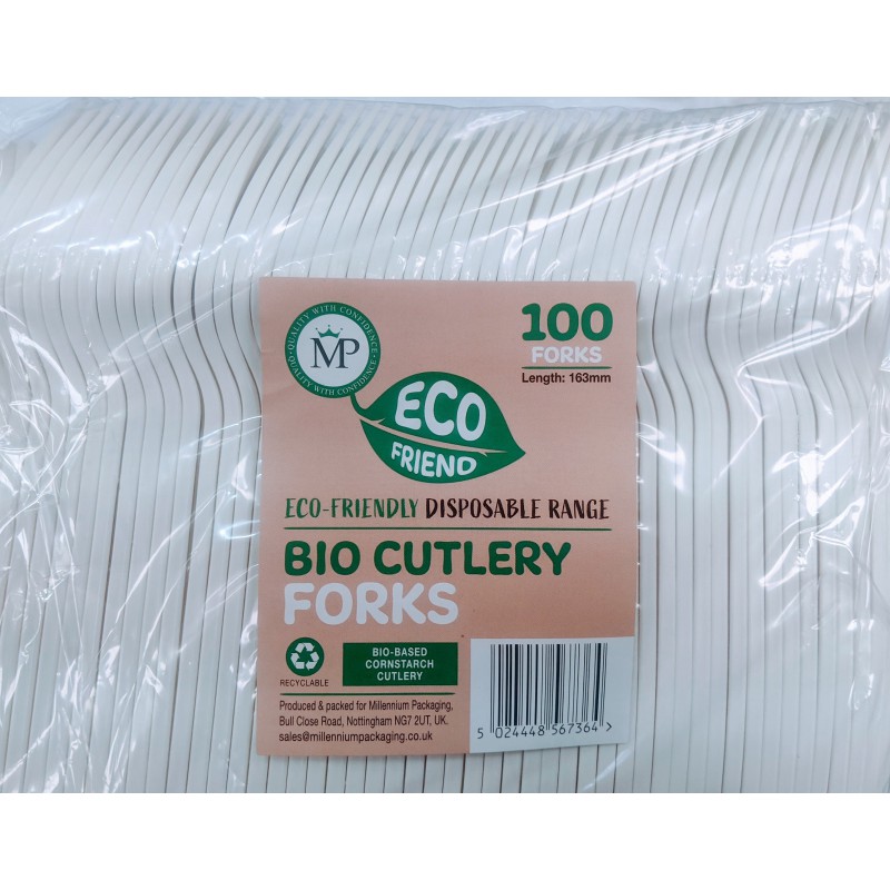 Eco Friend 100 Disposable Forks 163mm Bio Cutlery Forks Eco Friend 100 Disposable Forks 163mm Bio Cutlery Forks
