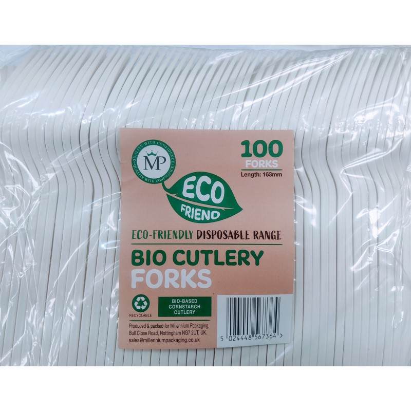 Eco Friend 100 Disposable Forks 163mm Bio Cutlery Forks