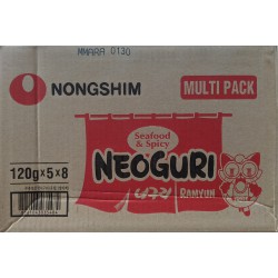 Nong Shim Noodle Box 8x5x120g Seafood & Spicy Neoguri (너구리매운맛) Instant Korean Ramyun 5pk Noodles