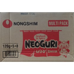 Nong Shim Noodle Box 8x5x120g Seafood & Spicy Neoguri (너구리매운맛) Instant Korean Ramyun 5pk Noodles