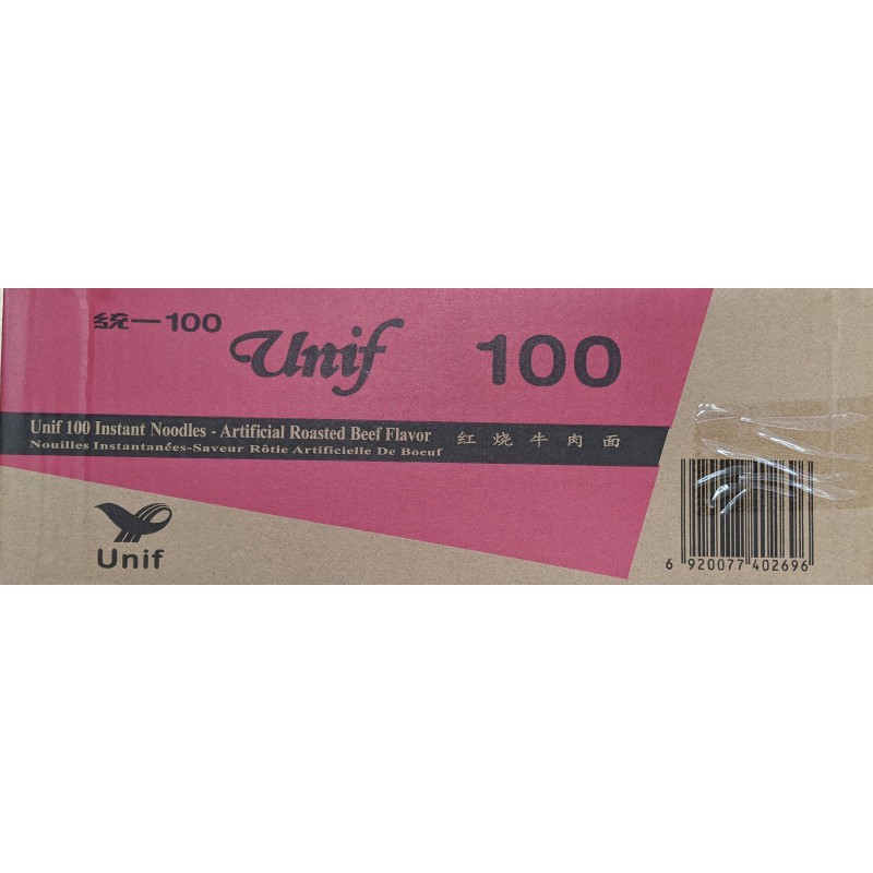 Unif 100 Noodles Box 24x108g (統一紅燒牛肉麵) Roasted Beef Flavor Noodles Unif 100 Noodles Box 24x108g (統一紅燒牛肉麵) Roasted Beef Flavor Noodles