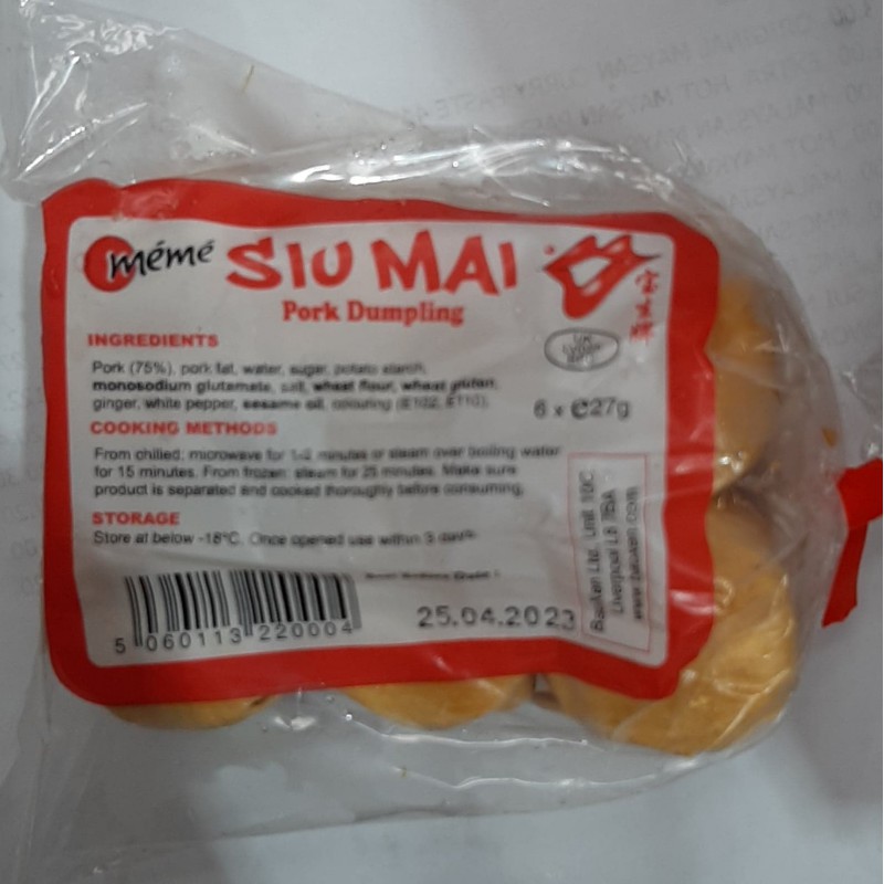 Meme Frozen Siu Mai 6x27g Pork Dumpling Meme Frozen Siu Mai 6x27g Pork Dumpling