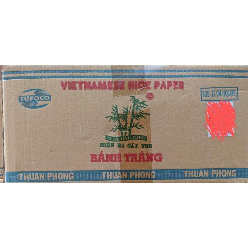 Full Case of 44x Bamboo Tree Vietnamese Rice Papers 22cm Square 340g Bánh tráng Việt Nam