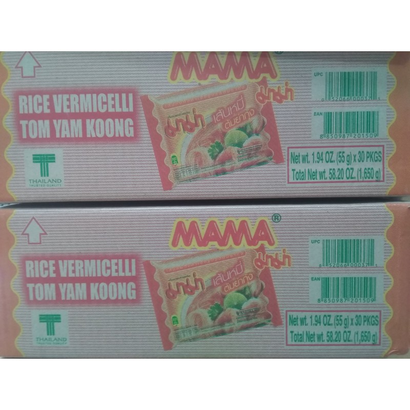 Mama Noodle Box 30x55g Tom Yum Koong Thai Vermicelli Rice Noodles