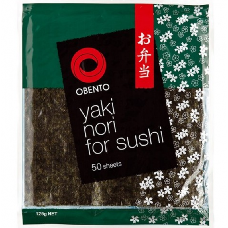 Obento Yaki Nori (Seaweed Sheet) for Sushi 10x50 Sheets 125g (500 sheets per box) Roasted Seaweed