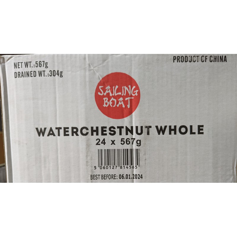 Sailing Boat Water Chestnuts Full Case of 24x567g Water Chestnuts Whole 567g Whole Water Chestnuts