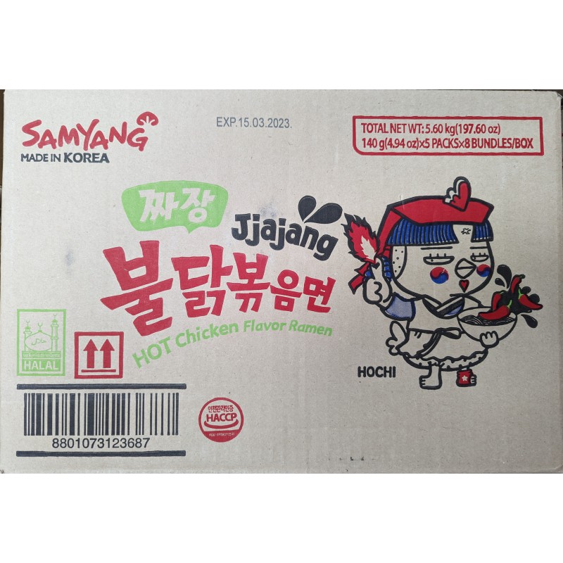Samyang Noodle Box 40 packs x140g Hot Chicken Jjajang Ramen Black Bean Korean Ramyun Noodle