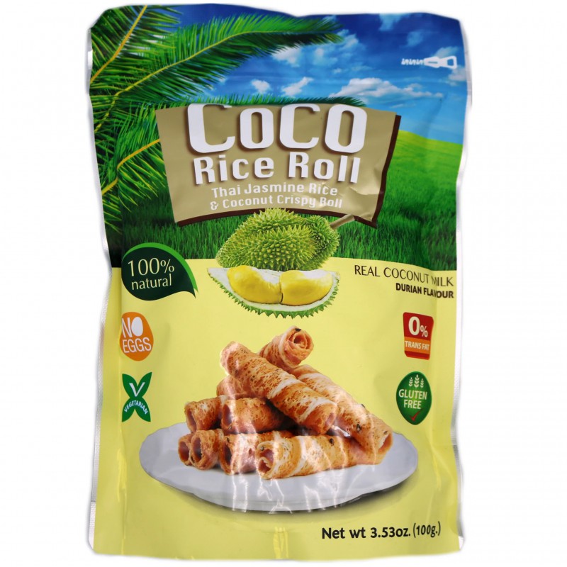 Coco Thai Jasmine Rice Roll 100g Durian & Coconut Crispy Roll