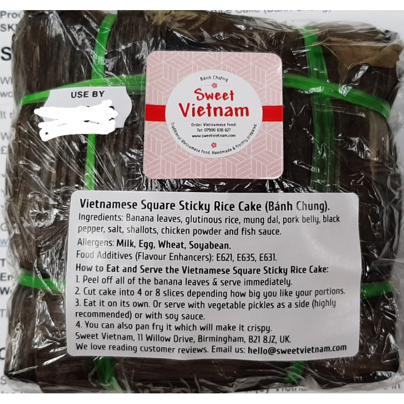 Viet Cuisine New Year Square Sticky Rice Cake 700g Bánh Chưng Frozen Vietnamese Savoury Sticky Rice Cake