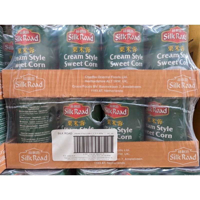 Full Case of 24x Silk Road Cream Style Sweet Corn 425g Tin Sweet Corn Cream