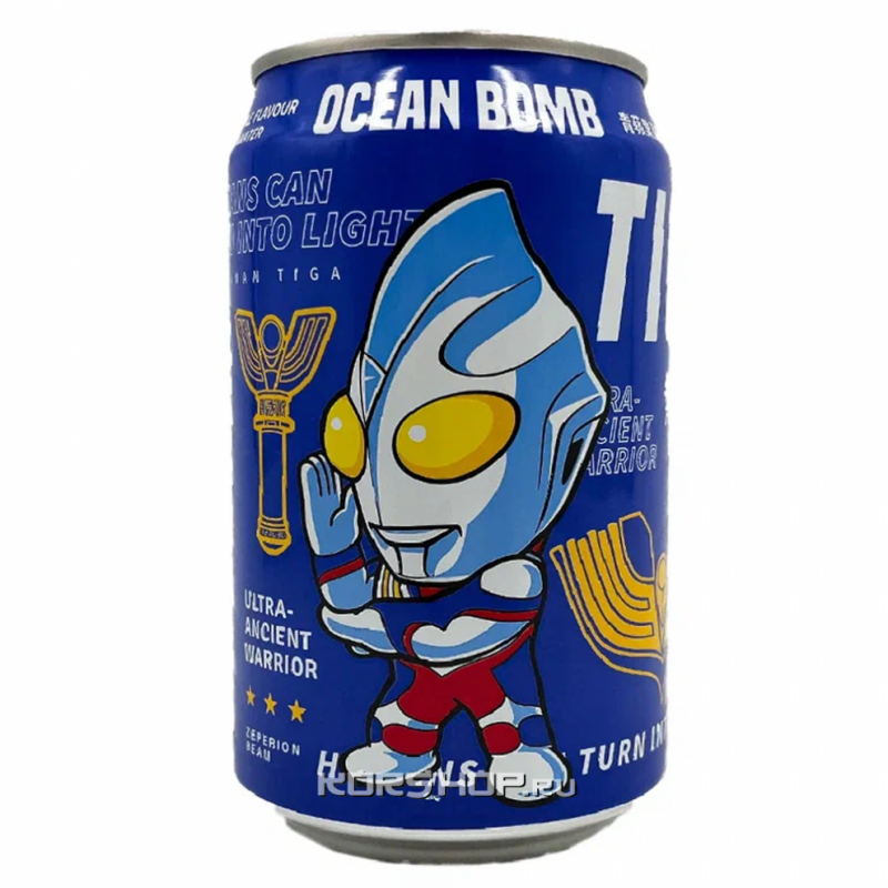 YHB Ocean Bomb Ultraman Tiga Green Apple 330ml Sparkling Green Apple Water