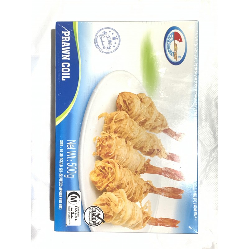 Gold Object Prawn Coil Chilli Flavour 500g Handmade Frozen Peeled Prawn Rolled in Pastry Strips Gold Object Prawn Coil Chilli Flavour 500g Handmade Frozen Peeled Prawn Rolled in Pastry Strips
