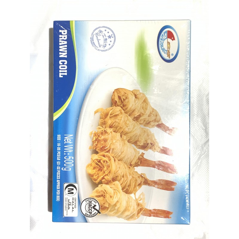 Gold Object Prawn Coil Chilli Flavour 500g Handmade Frozen Peeled Prawn Rolled in Pastry Strips