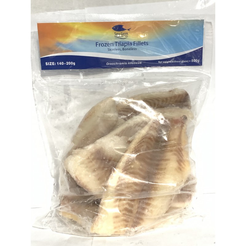 Sea Gem Frozen Tilapia Fillets 1kg Skinless Boneless Tilapia Fillets