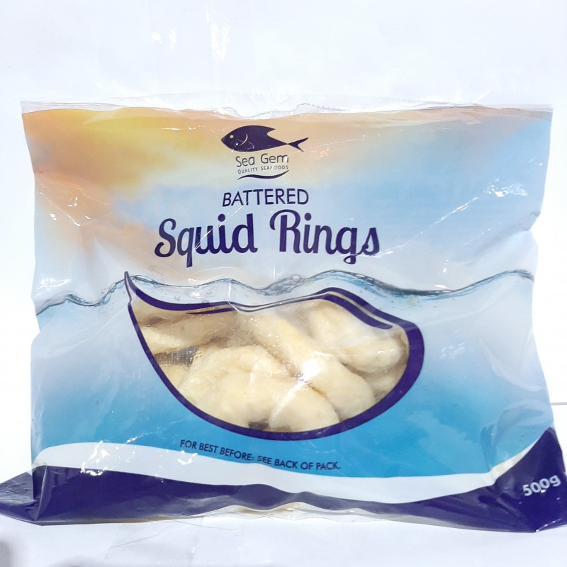 Sea Gem Battered Squid Rings 500g Frozen Squid Rings in Crispy Batter