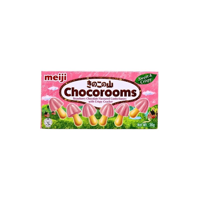 Meiji Chocorooms Strawberry Chocolate Flavoured 36g Strawberry Chocolate Flavoured With Crispy Cracker