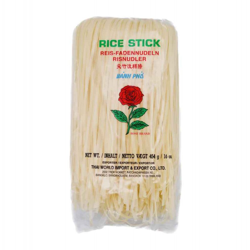 Rose Brand Rice Stick Bánh Phở 454g 3mm Rice Stick